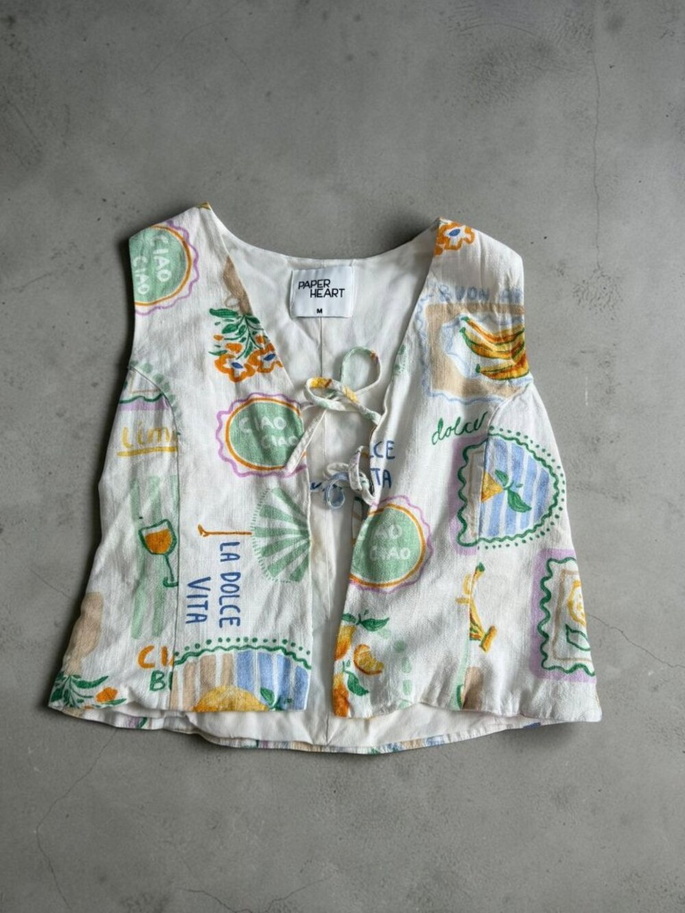 PAPER HEART Dolce Vida Tie Front Top Size Medium
